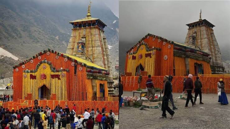 केदारनाथ मंदिर के कपाट खुले,हर-हर महादेव की गूंज के साथ भक्तों पर पुष्पवर्षा