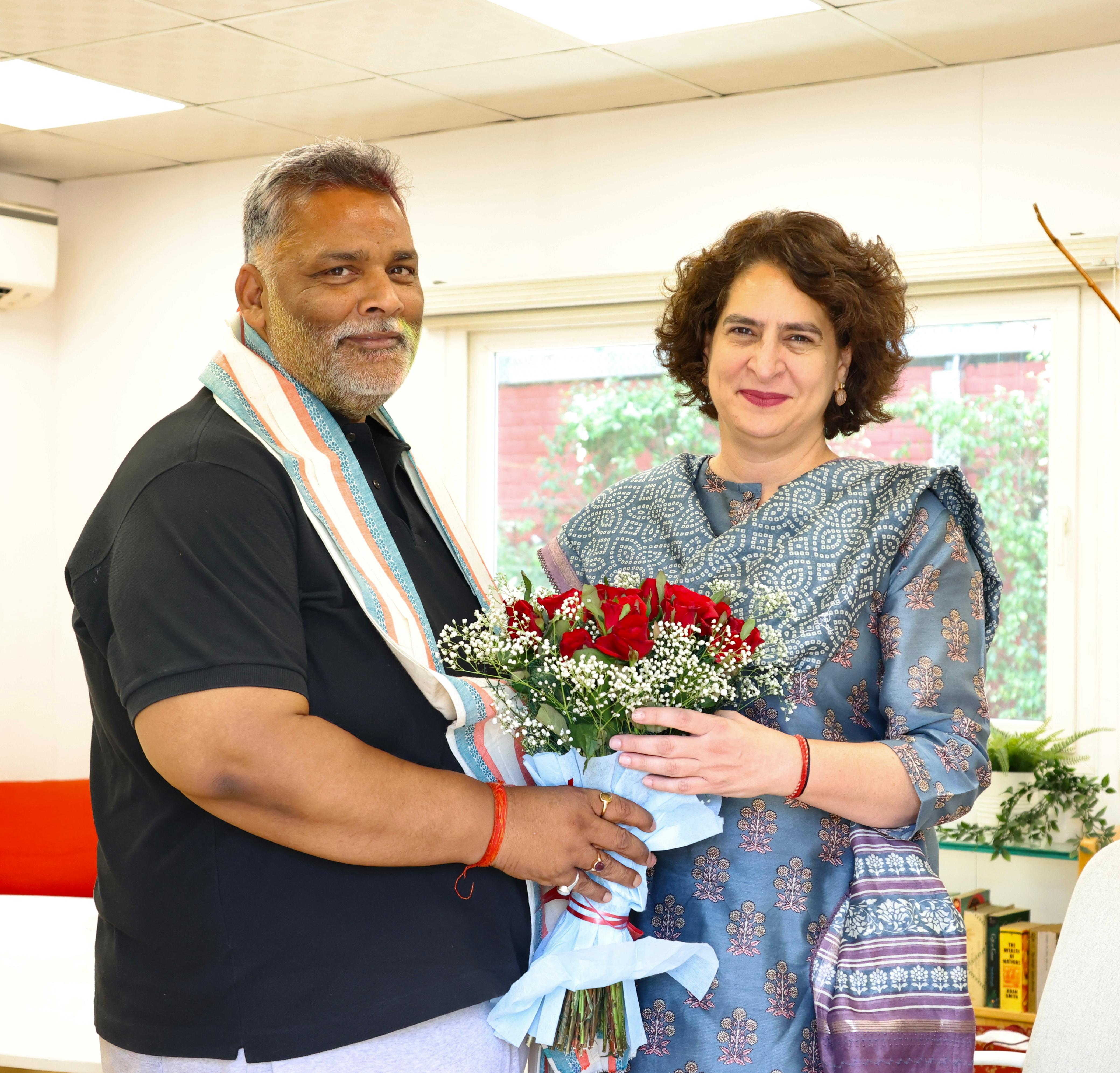 पप्पू यादव ने की प्रियंका गांधी से मुलाकात, कांग्रेस को लेकर कह दी बड़ी बात