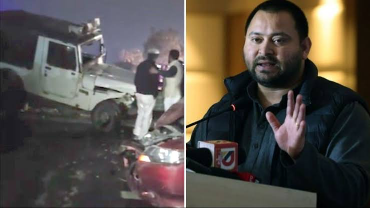तेजस्वी यादव सड़क हादसे में बाल-बाल बचे, हाजीपुर में काफिले में ट्रक ने मारी टक्कर